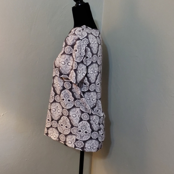 Skull graphic tee unisex grey white size small unisex - Picture 3 of 5